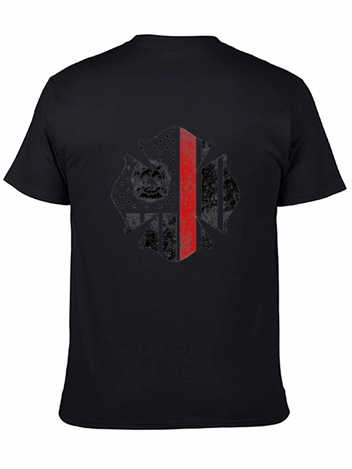 Firefighter Maltese Cross Thin Red Line Graphic T-Shirt