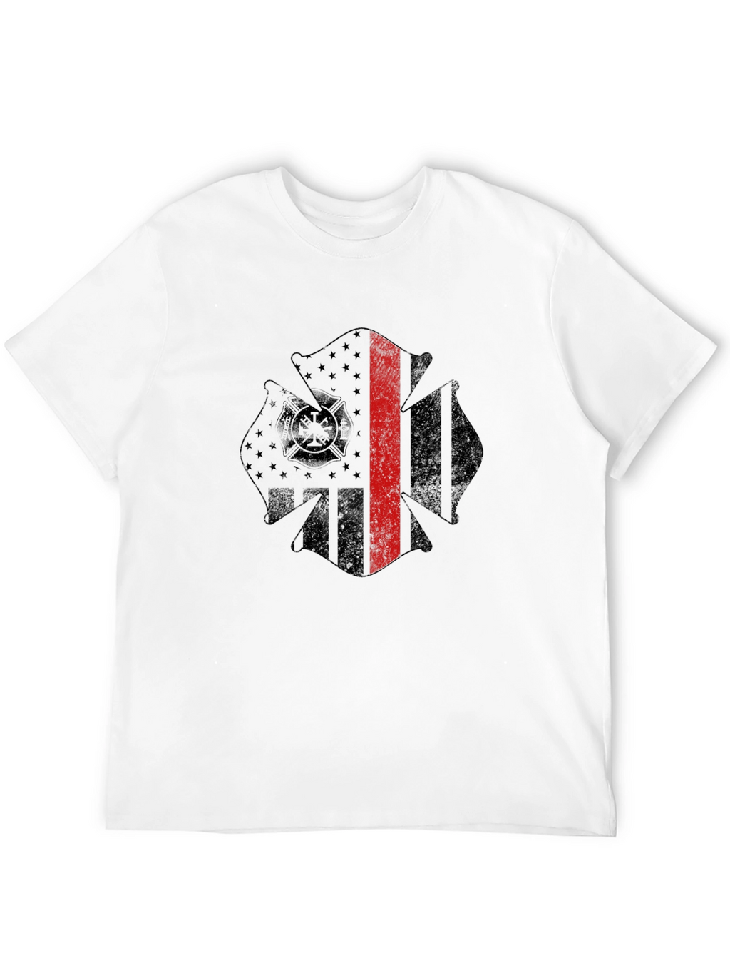 Firefighter Maltese Cross Thin Red Line Graphic T-Shirt