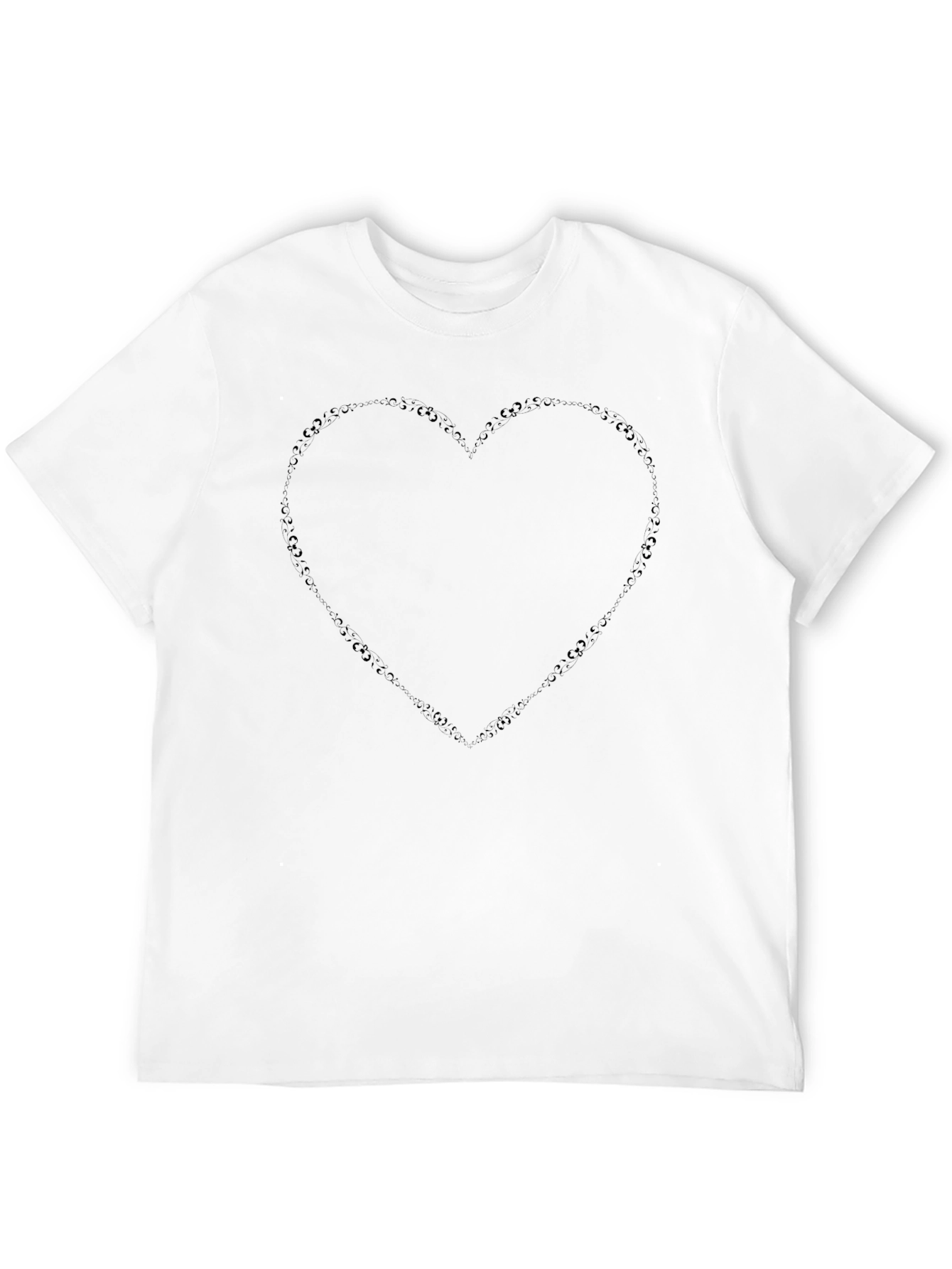 Black Heart Outline T-Shirt - Casual Style