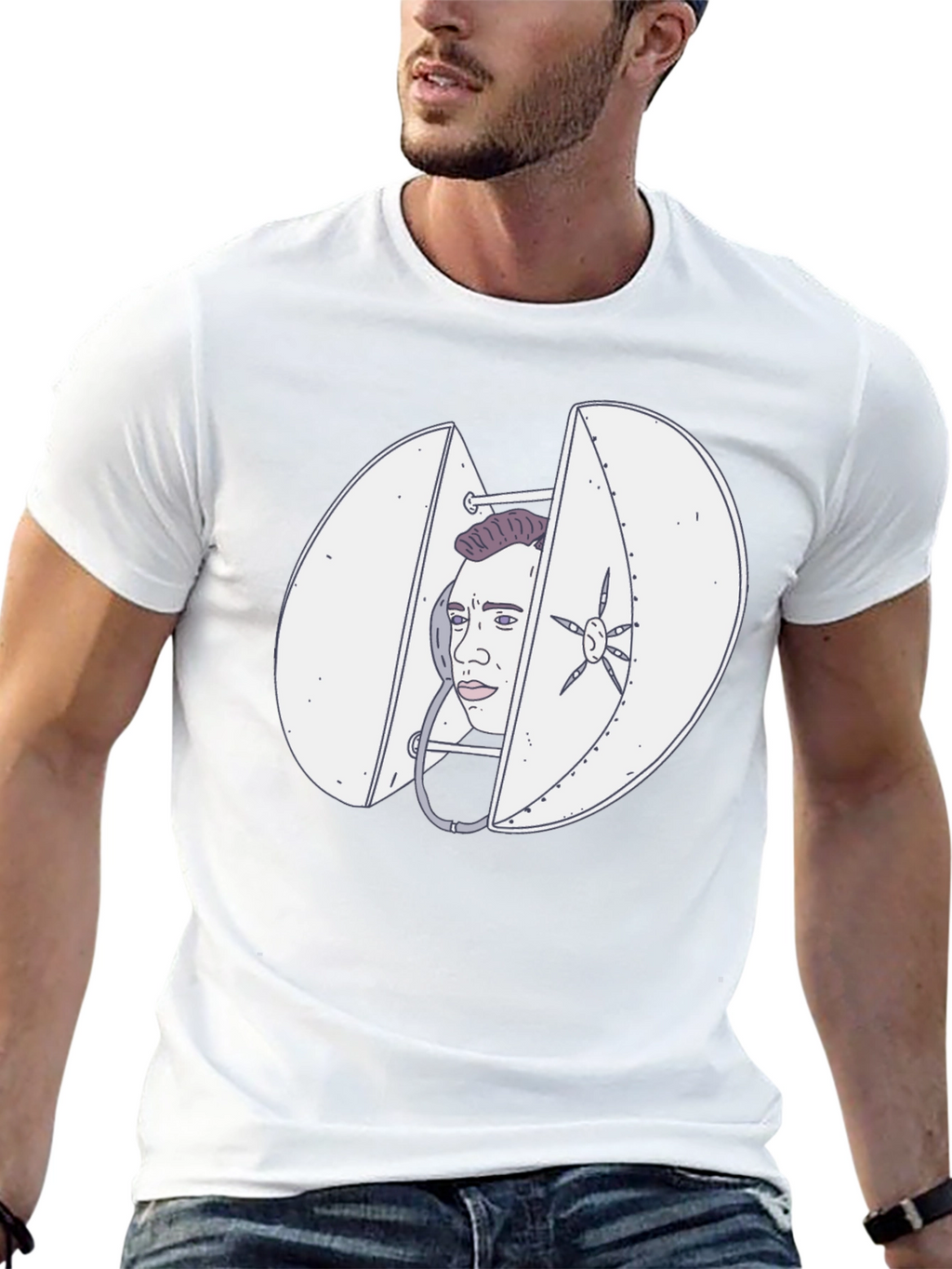 Quirky Black T-Shirt with Funny Illustration