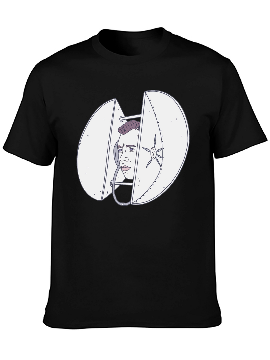 Quirky Black T-Shirt with Funny Illustration
