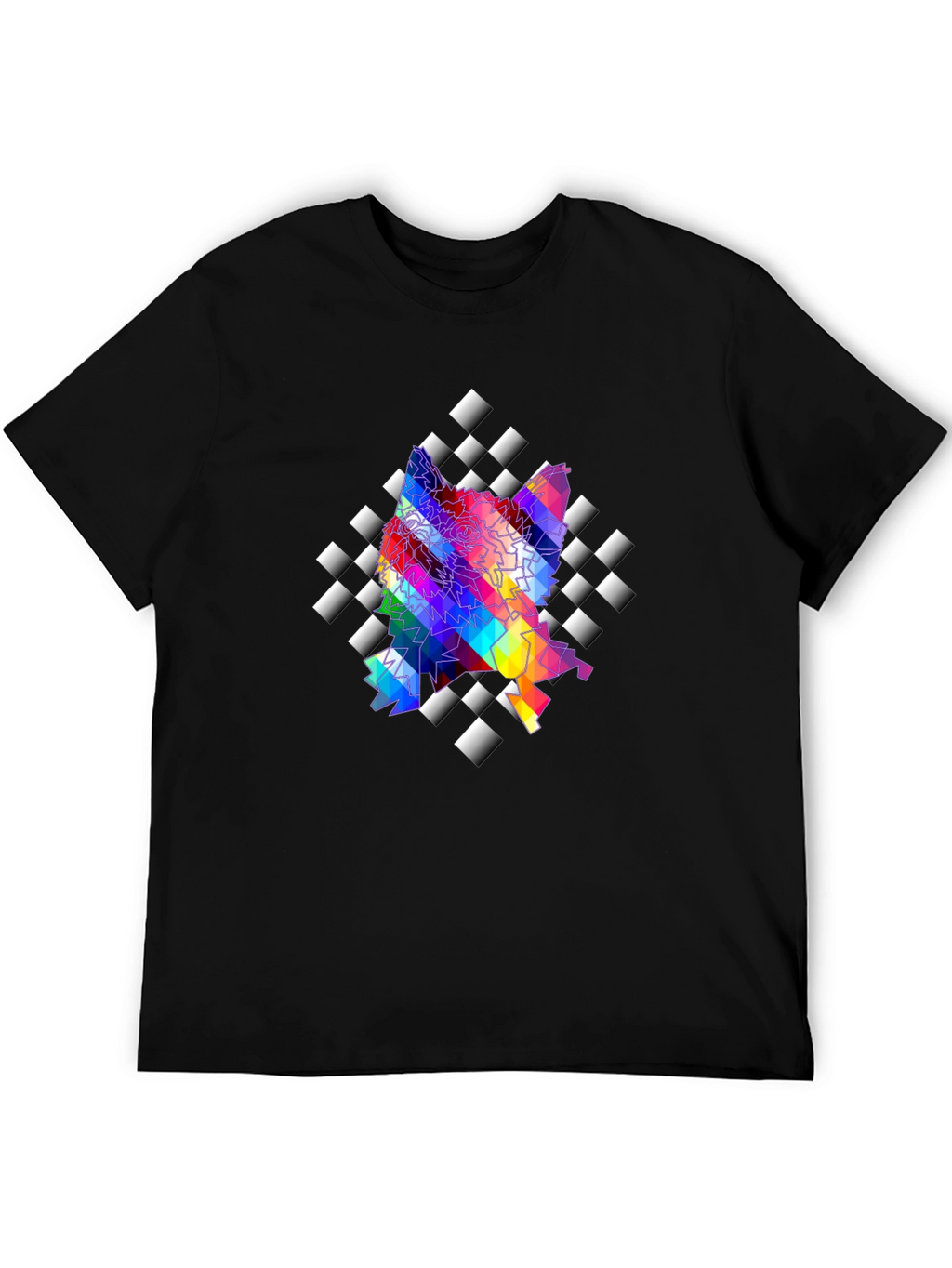 Abstract Prism Geometric Black T-Shirt