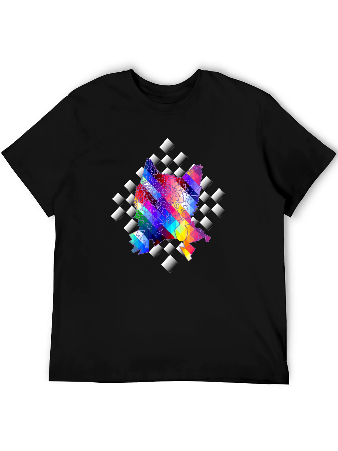 Abstract Prism Geometric Black T-Shirt