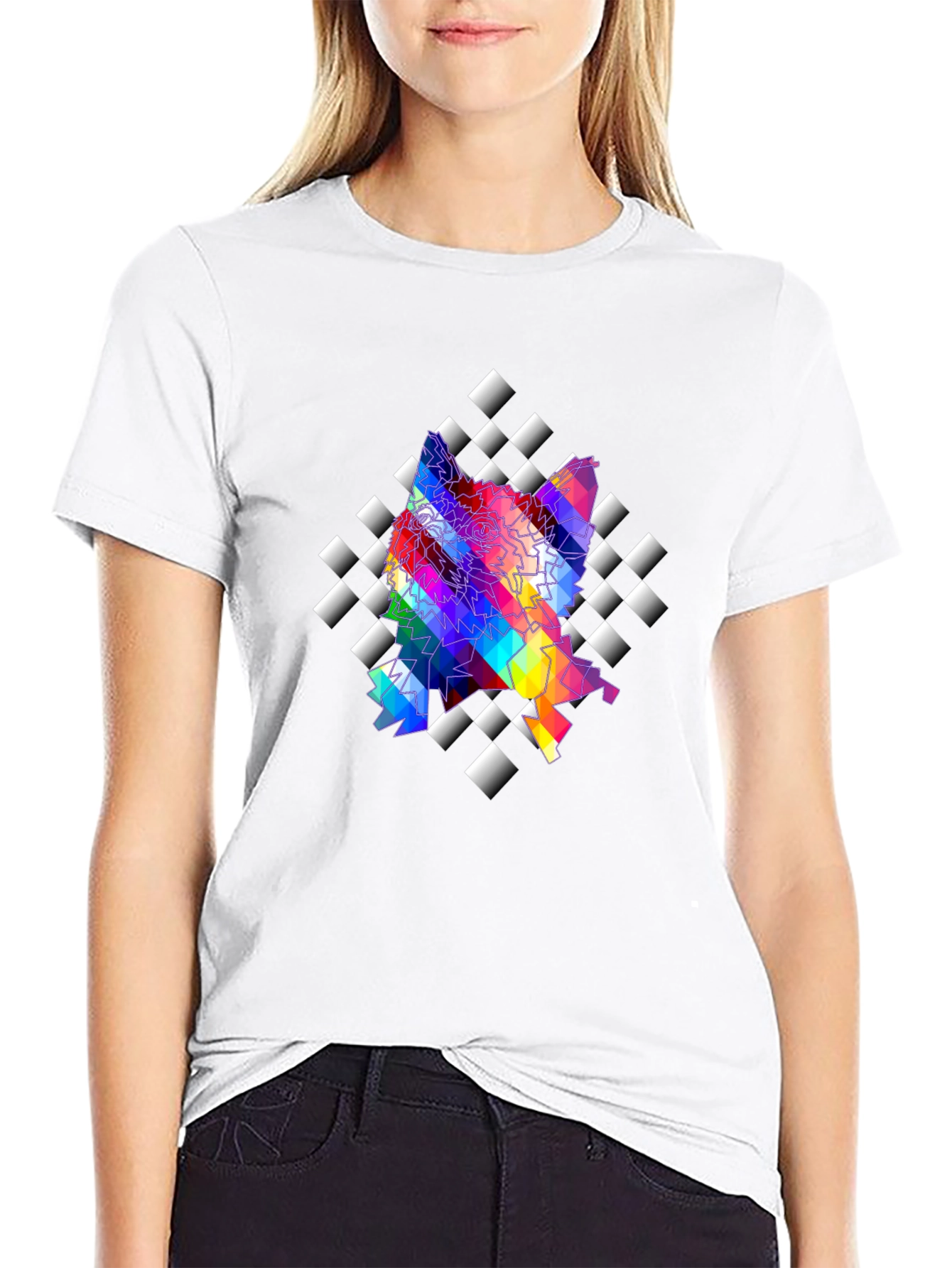Abstract Prism Geometric Black T-Shirt