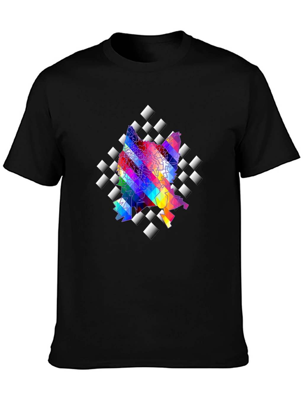 Abstract Prism Geometric Black T-Shirt