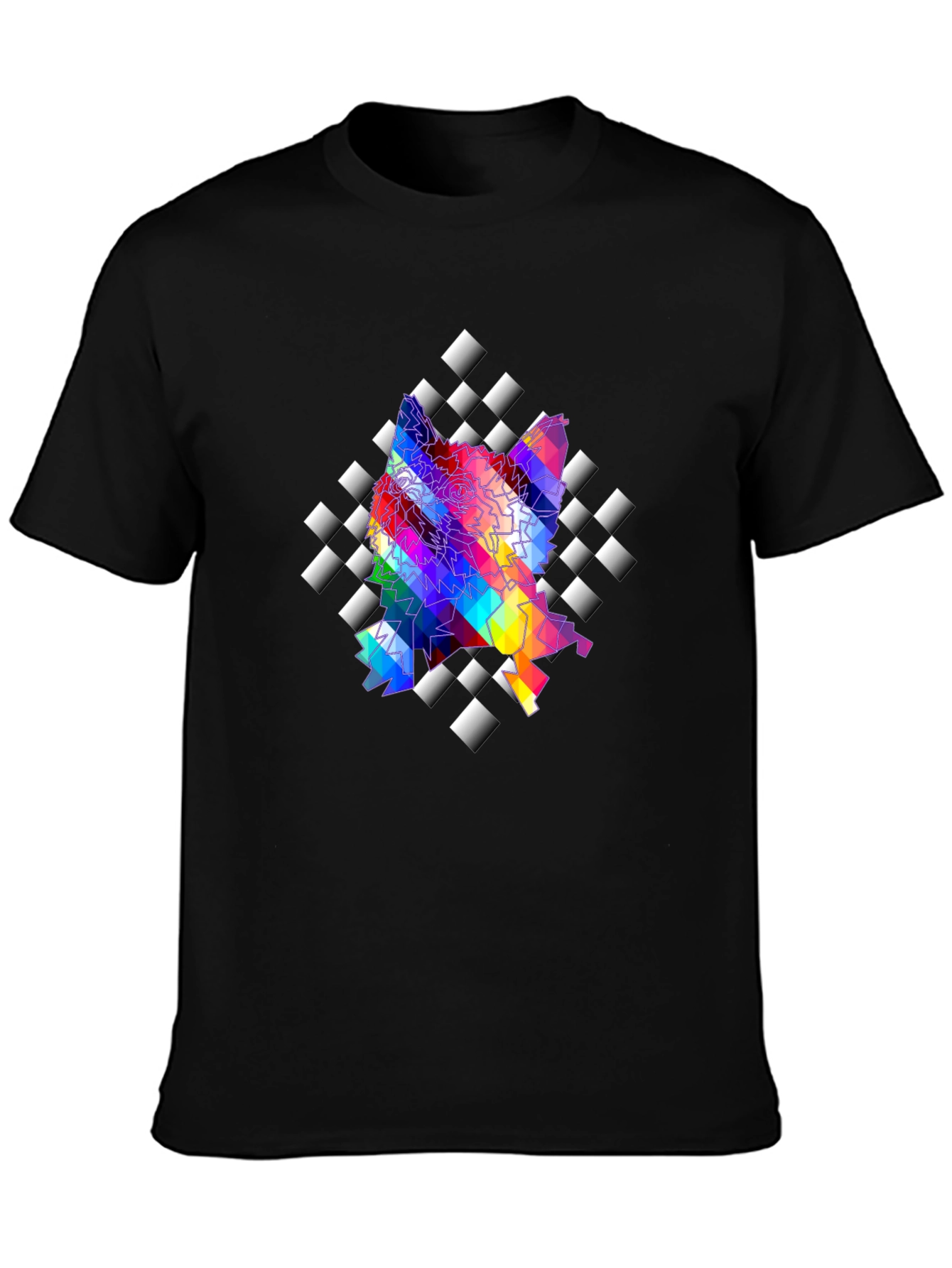 Abstract Prism Geometric Black T-Shirt