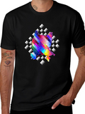 Abstract Prism Geometric Black T-Shirt