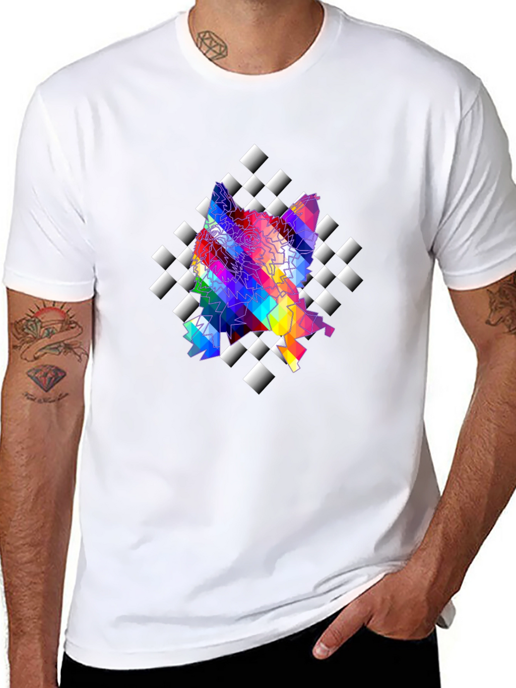 Abstract Prism Geometric Black T-Shirt