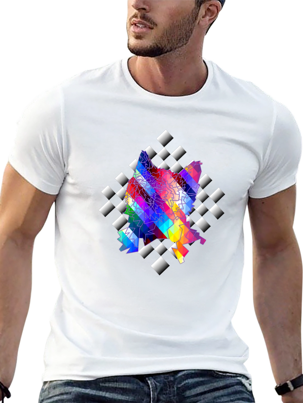 Abstract Prism Geometric Black T-Shirt