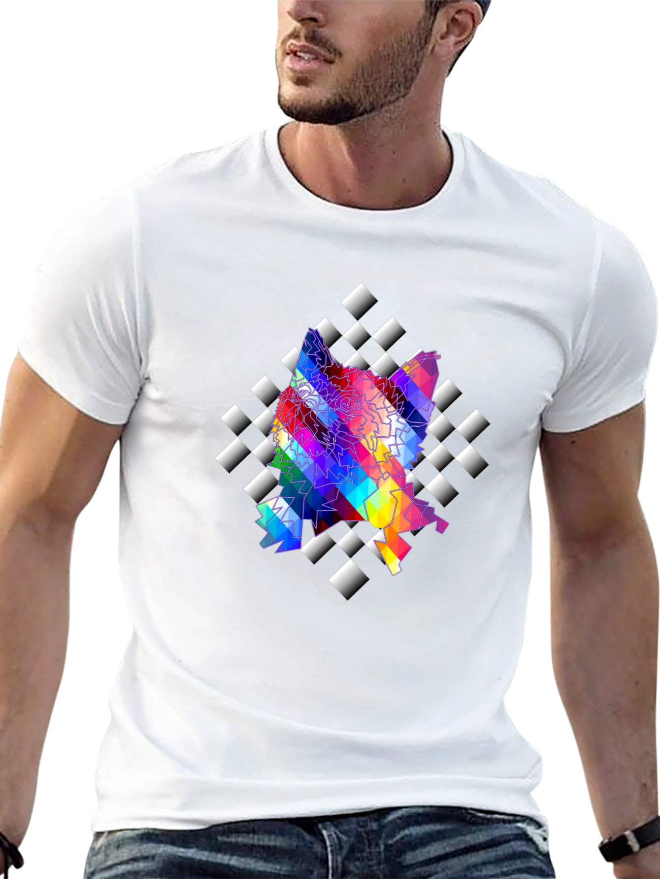 Abstract Prism Geometric Black T-Shirt