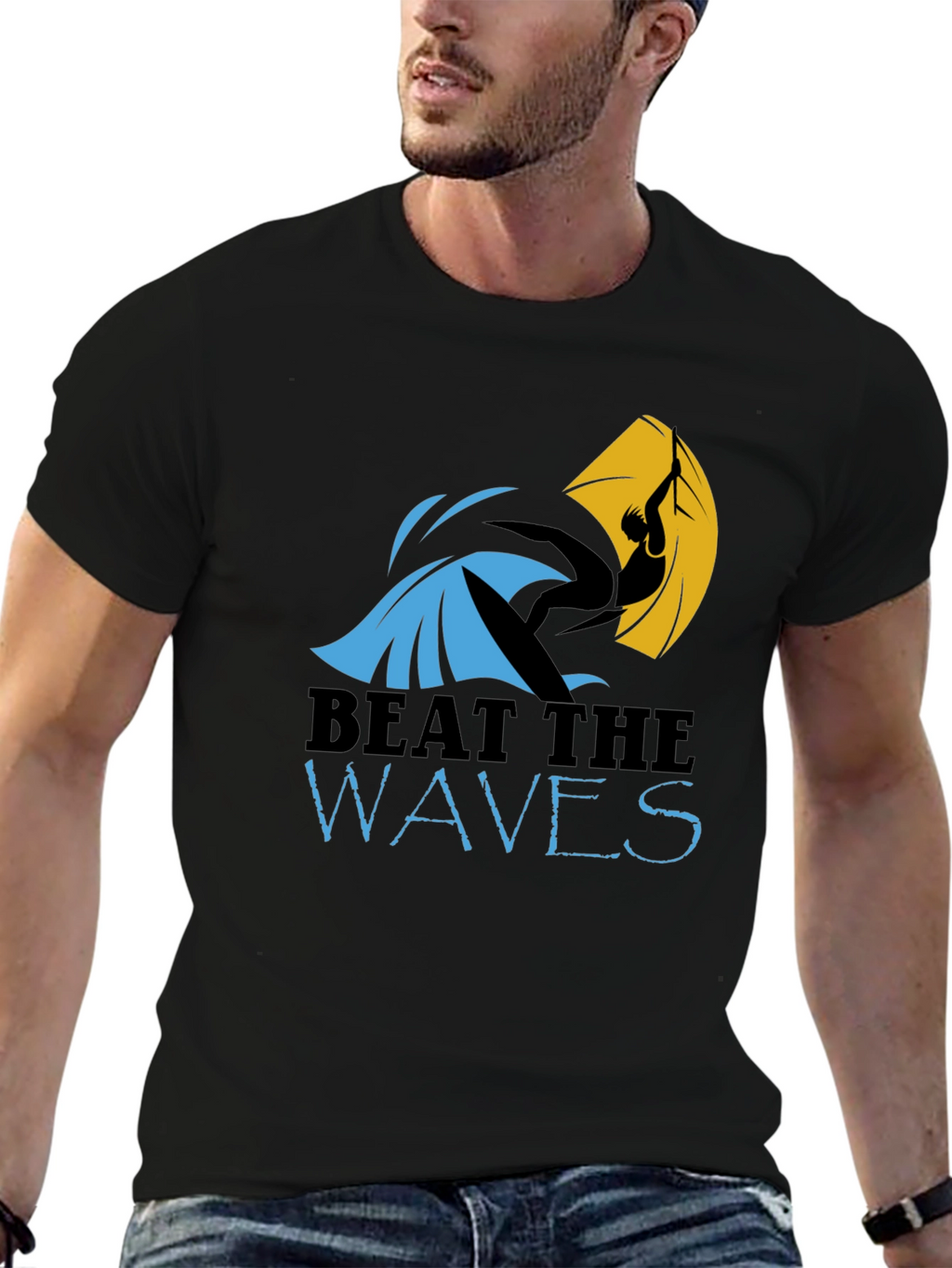 Beat the Waves Graphic T-Shirt - Surfing Design