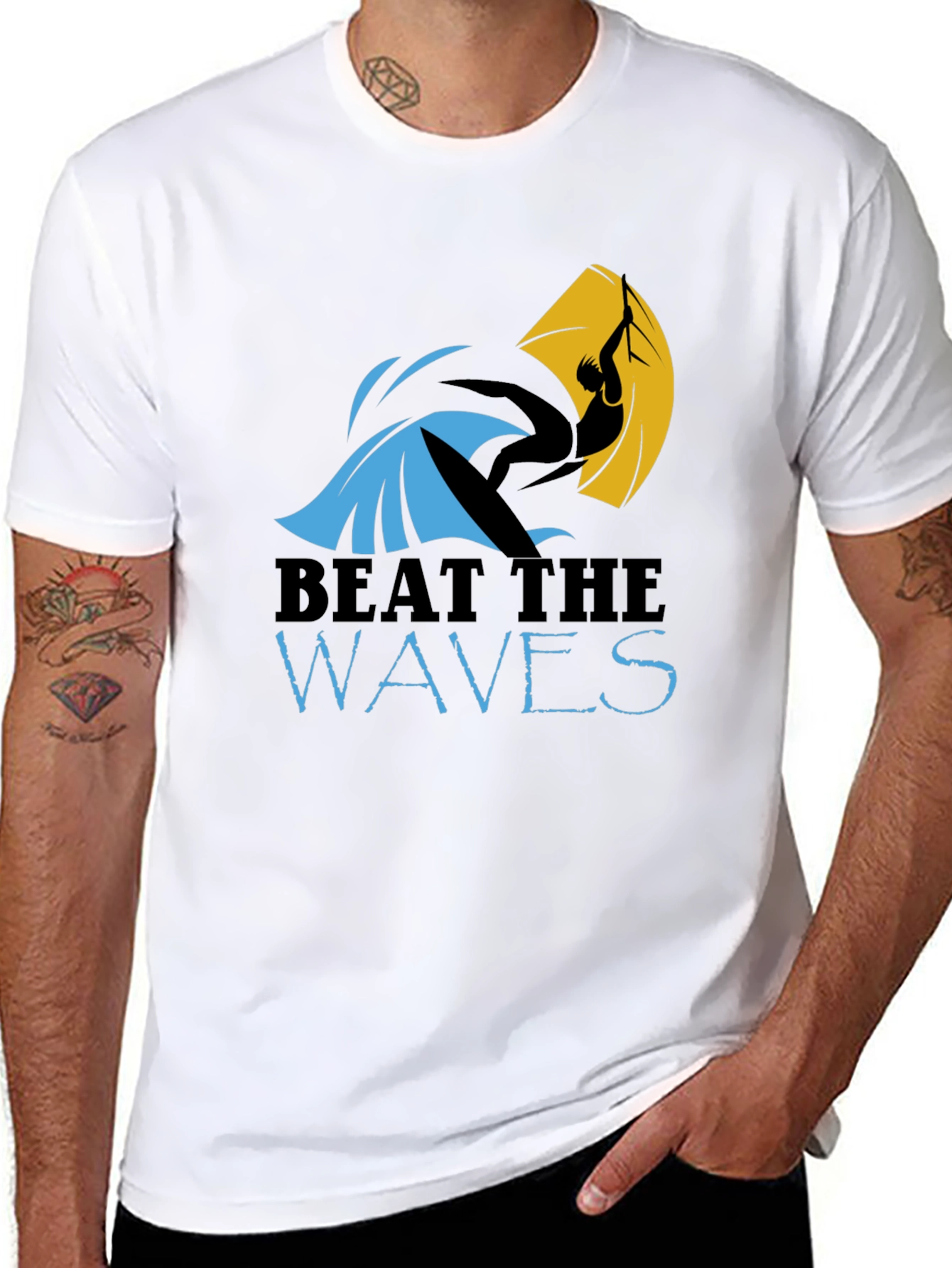 Beat the Waves Graphic T-Shirt - Surfing Design