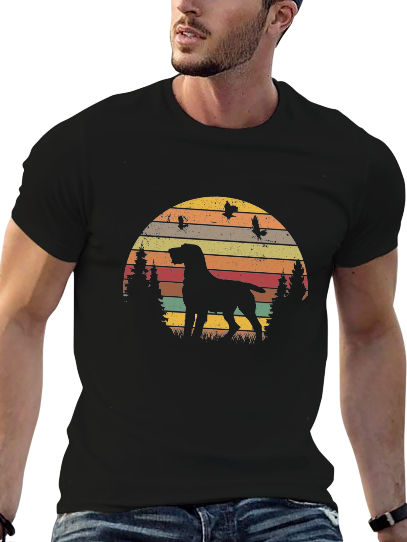 Retro Dog Silhouette T-Shirt - Vintage Style Design