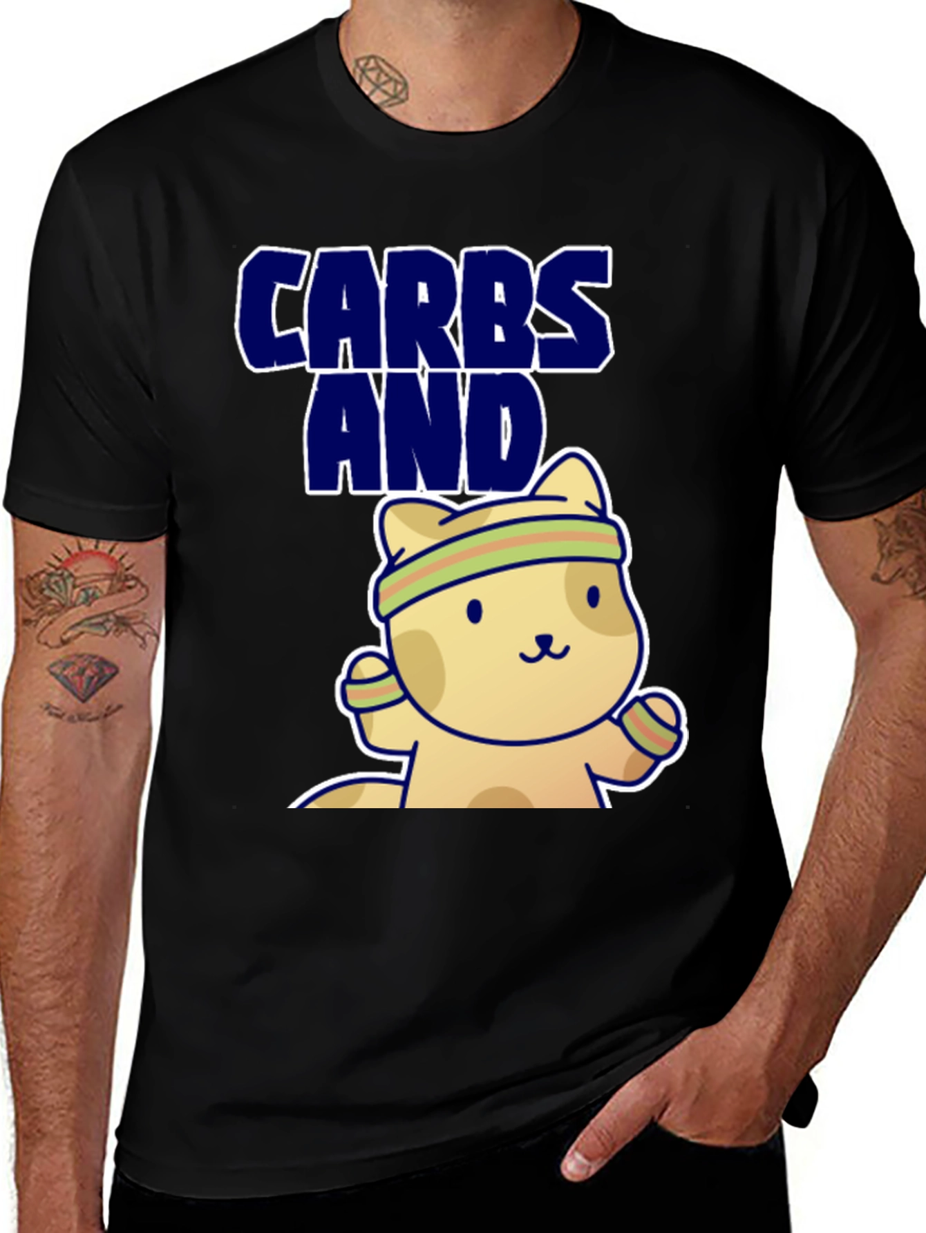 Carbs and Cardio T-Shirt | Cute Gym Cat Tee