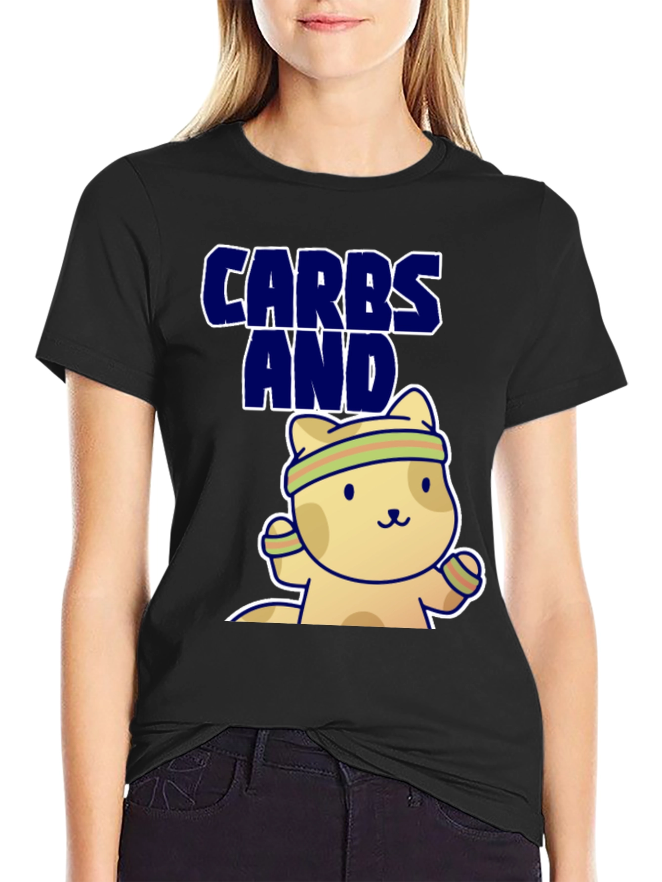 Carbs and Cardio T-Shirt | Cute Gym Cat Tee
