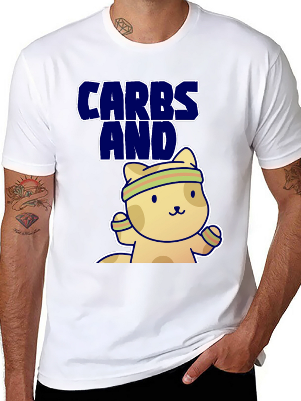 Carbs and Cardio T-Shirt | Cute Gym Cat Tee