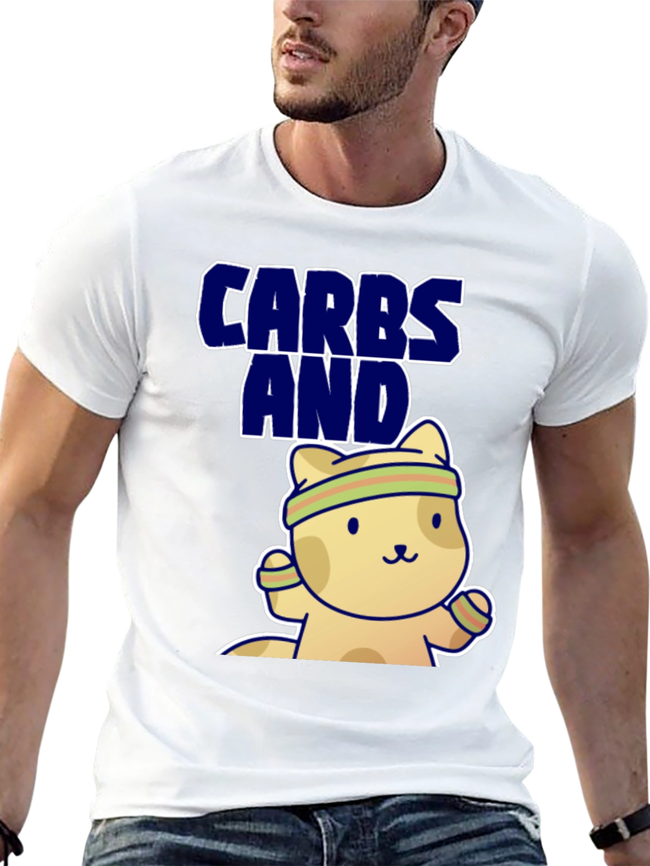 Carbs and Cardio T-Shirt | Cute Gym Cat Tee