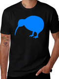Kiwi Bird Graphic Tee - Black Cotton T-Shirt