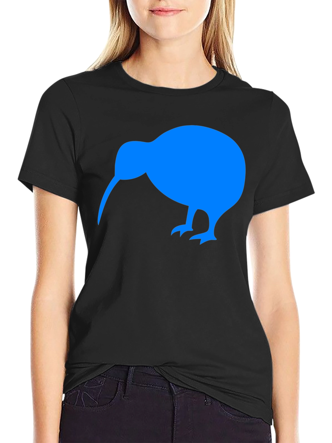 Kiwi Bird Graphic Tee - Black Cotton T-Shirt