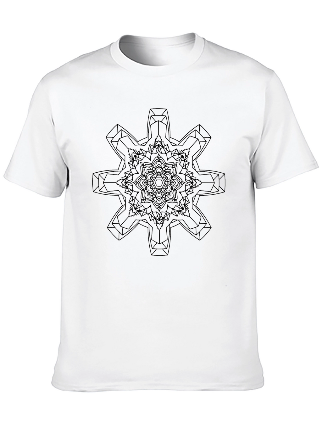 Geometric Mandala Graphic Print Black T-Shirt