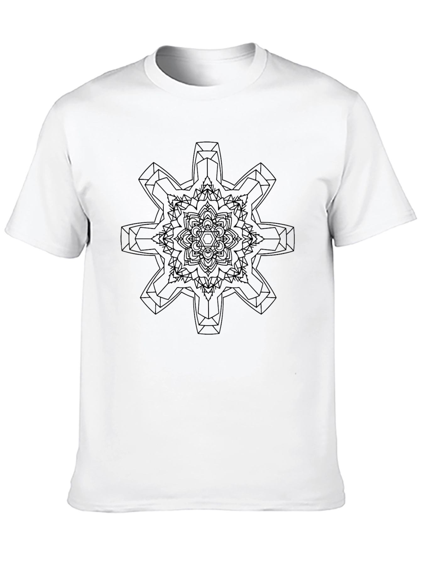 Geometric Mandala Graphic Print Black T-Shirt