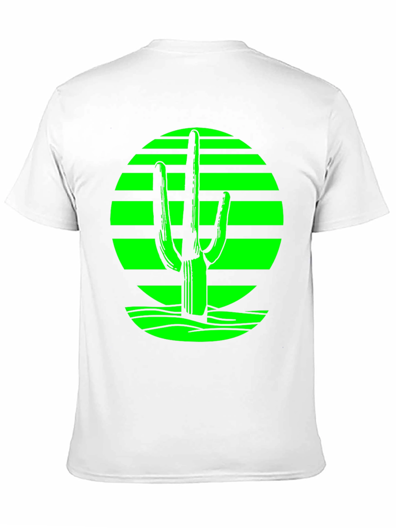 Retro Desert Cactus T-Shirt - Green on Black