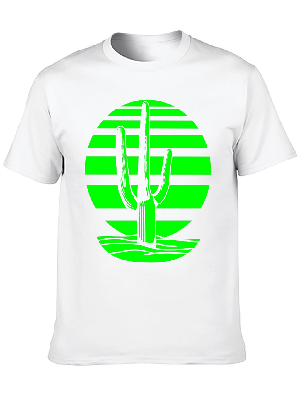 Retro Desert Cactus T-Shirt - Green on Black