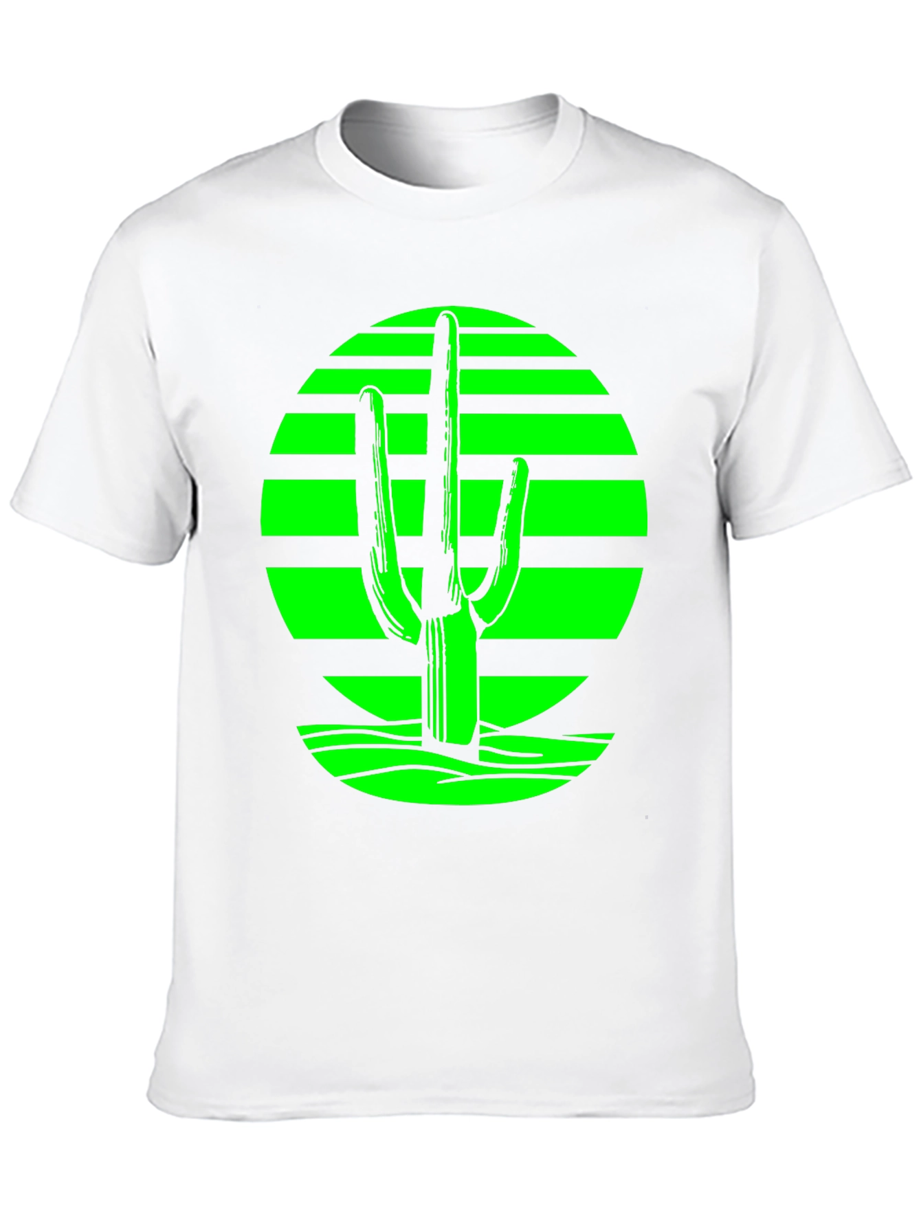 Retro Desert Cactus T-Shirt - Green on Black
