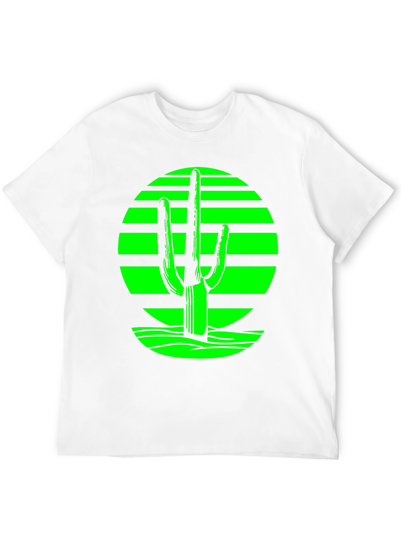 Retro Desert Cactus T-Shirt - Green on Black