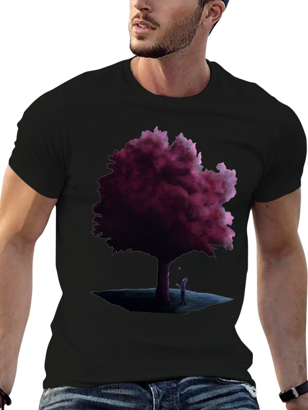 Mystic Tree Graphic Tee - Black Cotton Blend