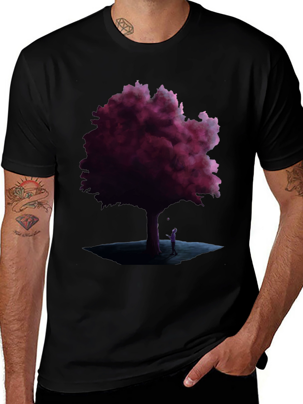 Mystic Tree Graphic Tee - Black Cotton Blend