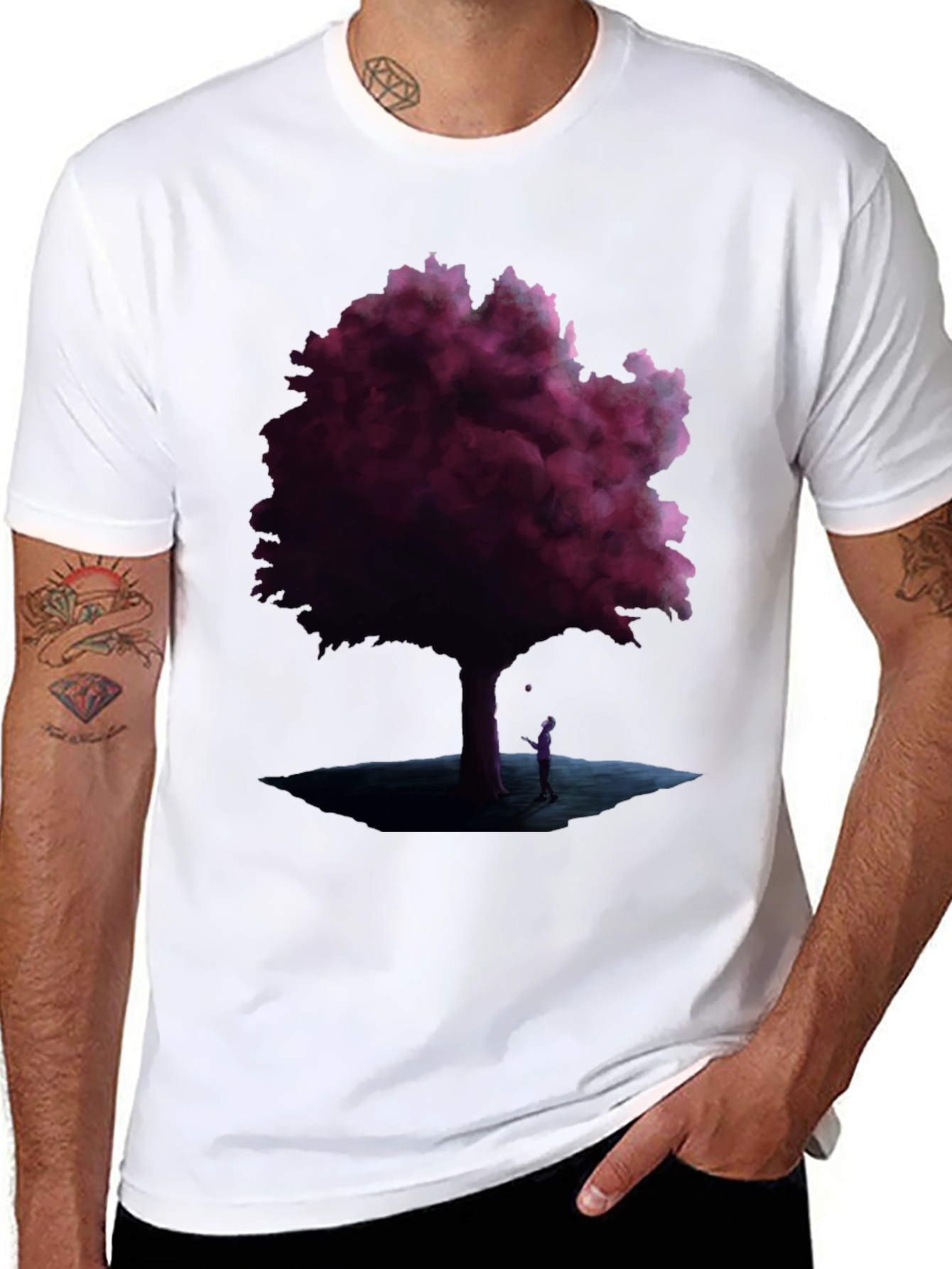 Mystic Tree Graphic Tee - Black Cotton Blend