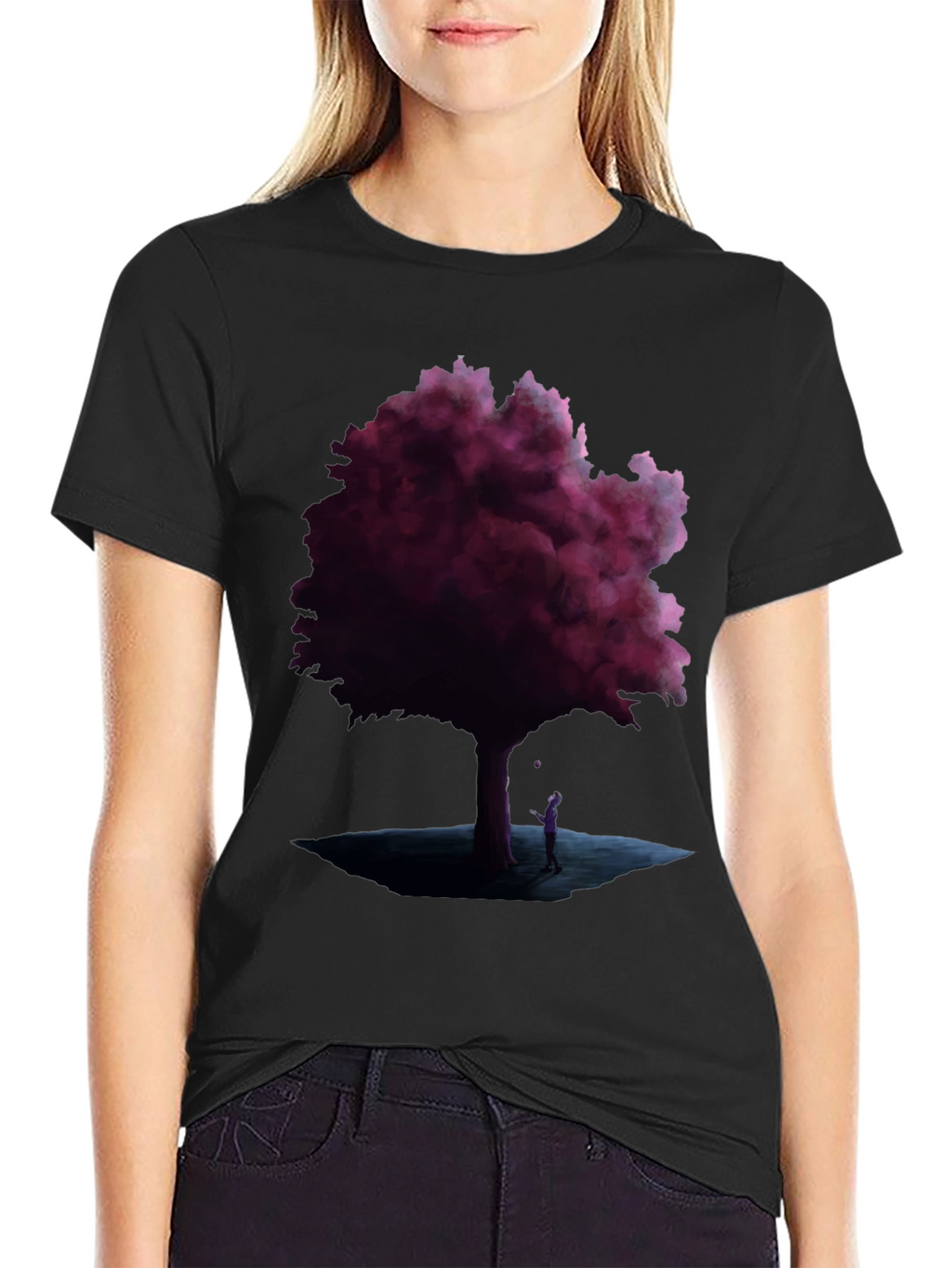 Mystic Tree Graphic Tee - Black Cotton Blend