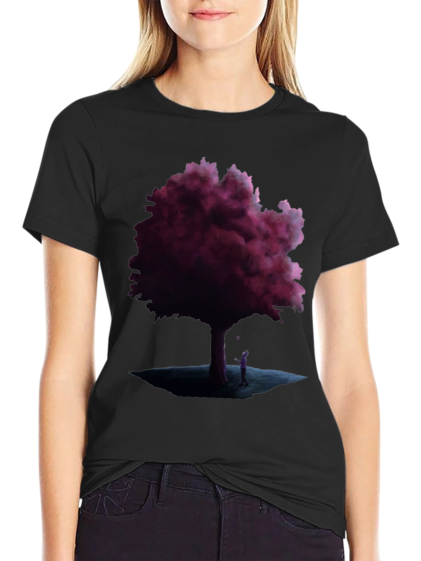 Mystic Tree Graphic Tee - Black Cotton Blend
