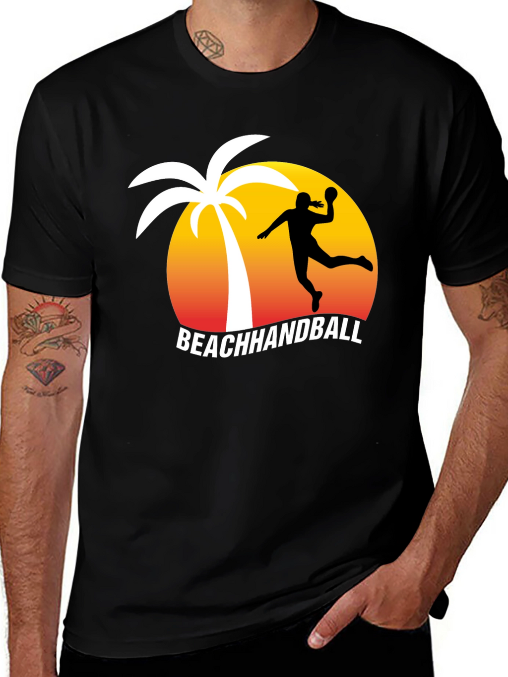 Beach Handball T-Shirt - Palm Tree Sunset