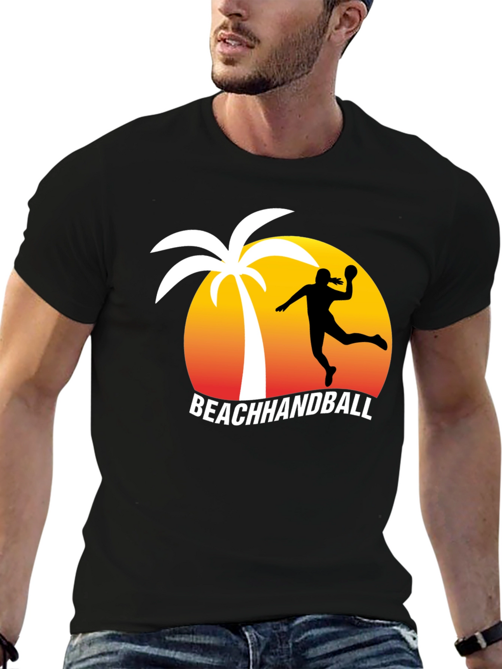Beach Handball T-Shirt - Palm Tree Sunset