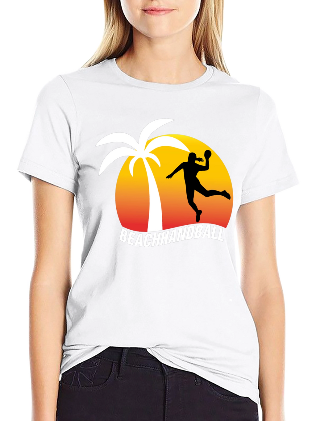 Beach Handball T-Shirt - Palm Tree Sunset