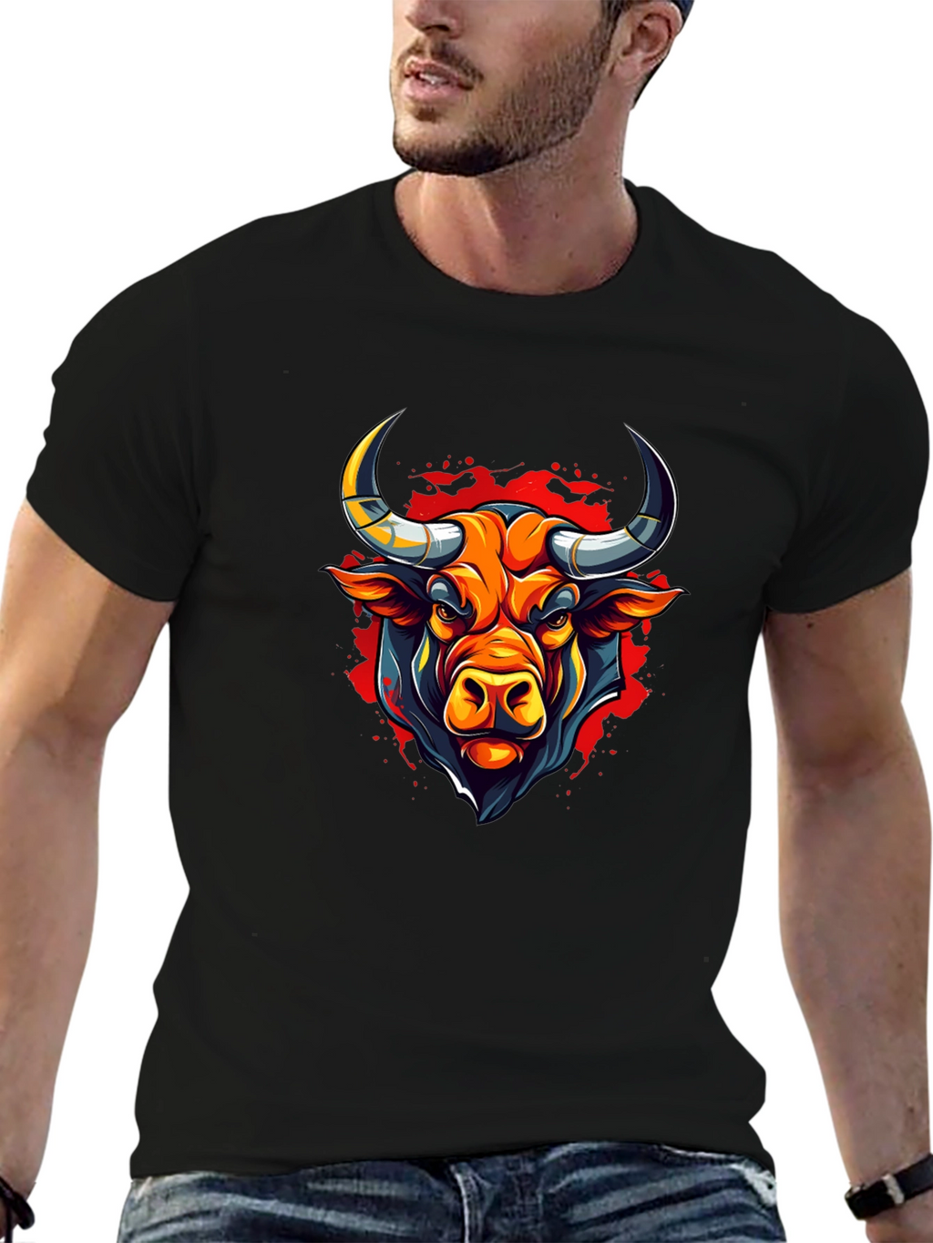 Bull Graphic Black T-Shirt