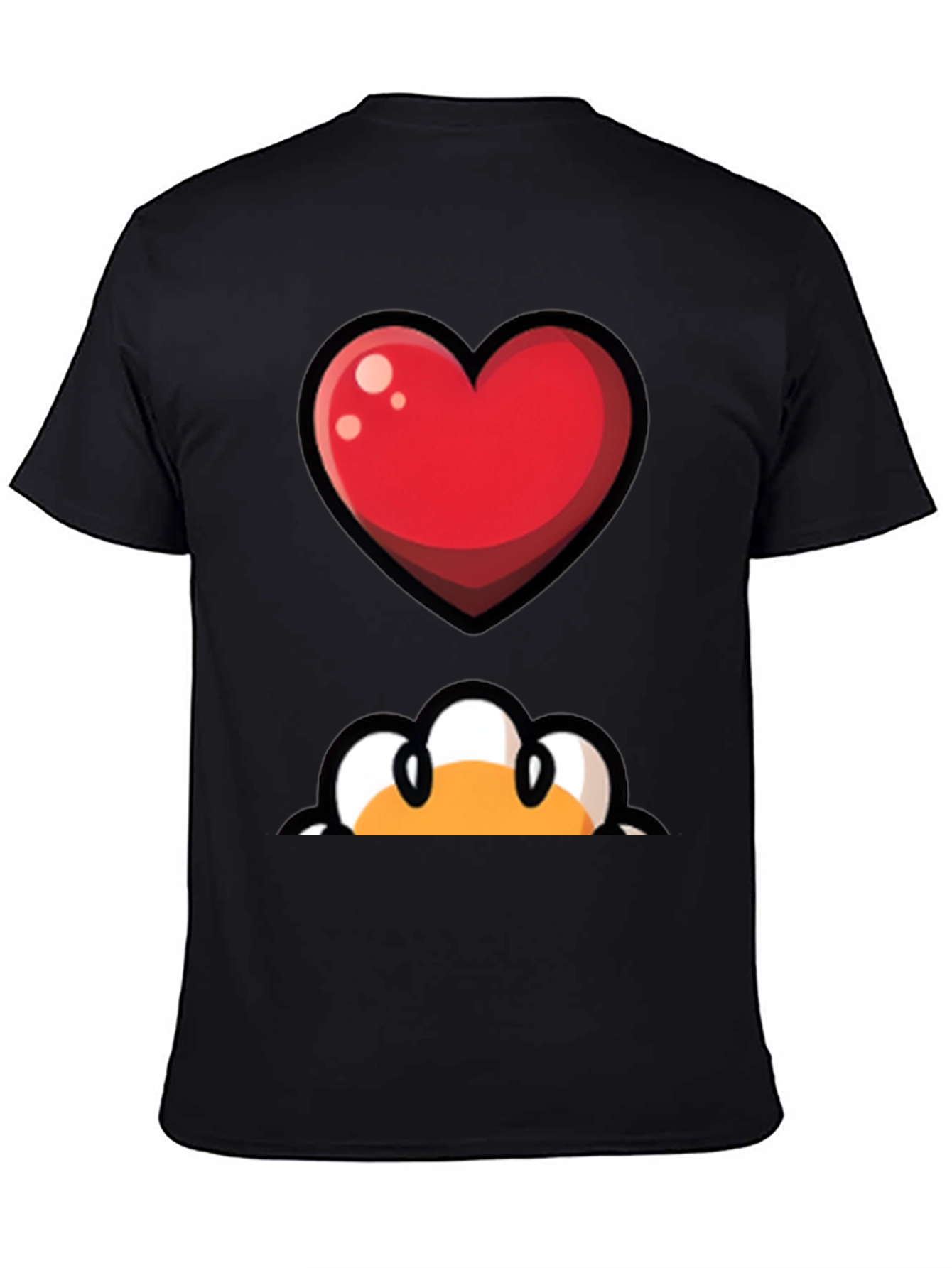 Heart & Peek-a-Boo Graphic Black T-Shirt