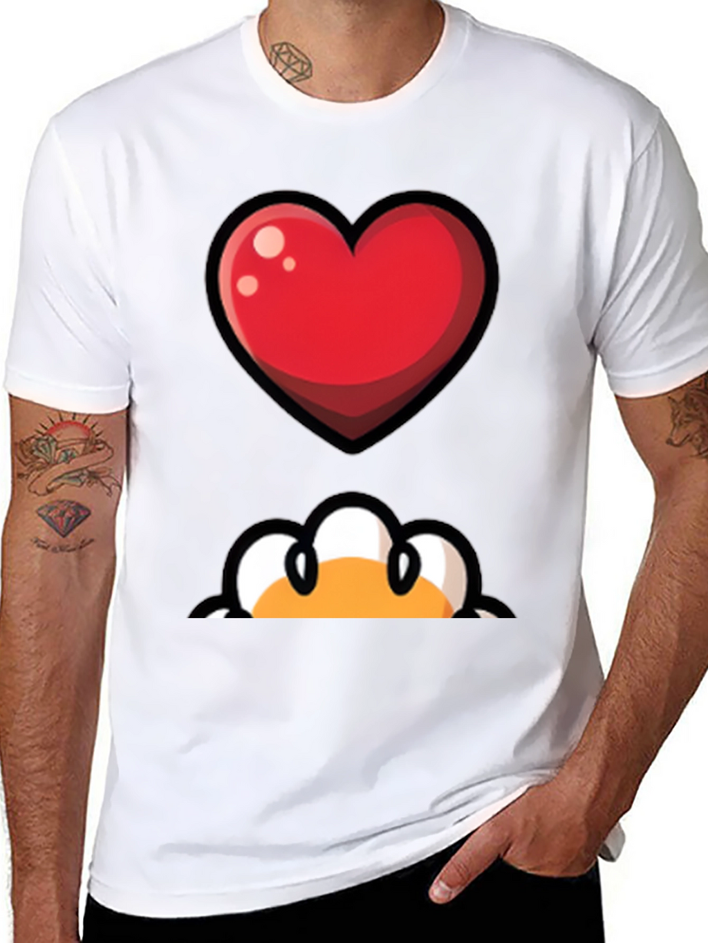 Heart & Peek-a-Boo Graphic Black T-Shirt