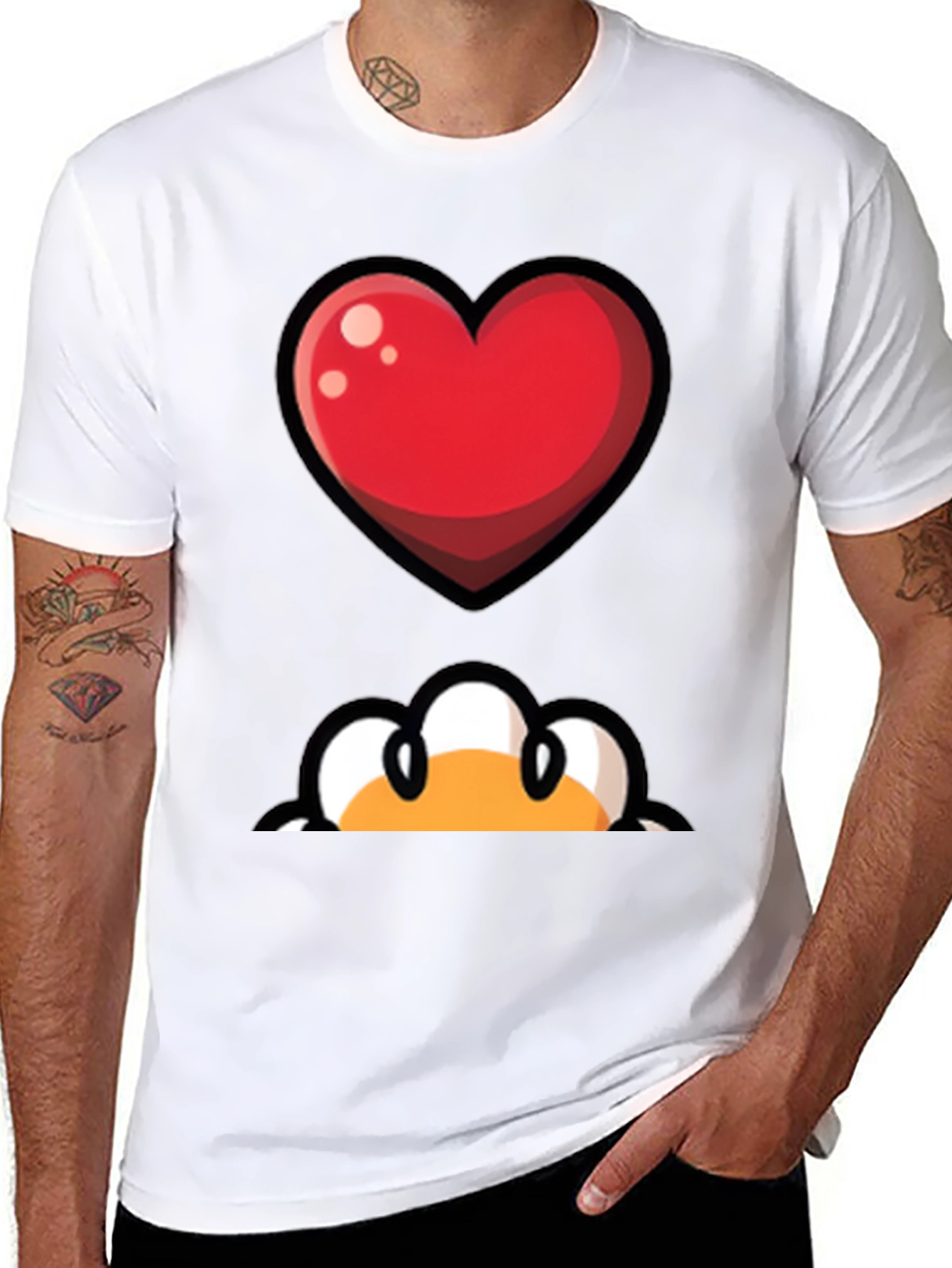 Heart & Peek-a-Boo Graphic Black T-Shirt