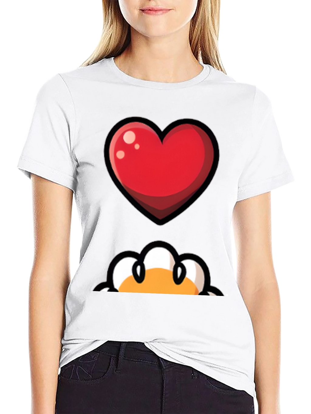 Heart & Peek-a-Boo Graphic Black T-Shirt