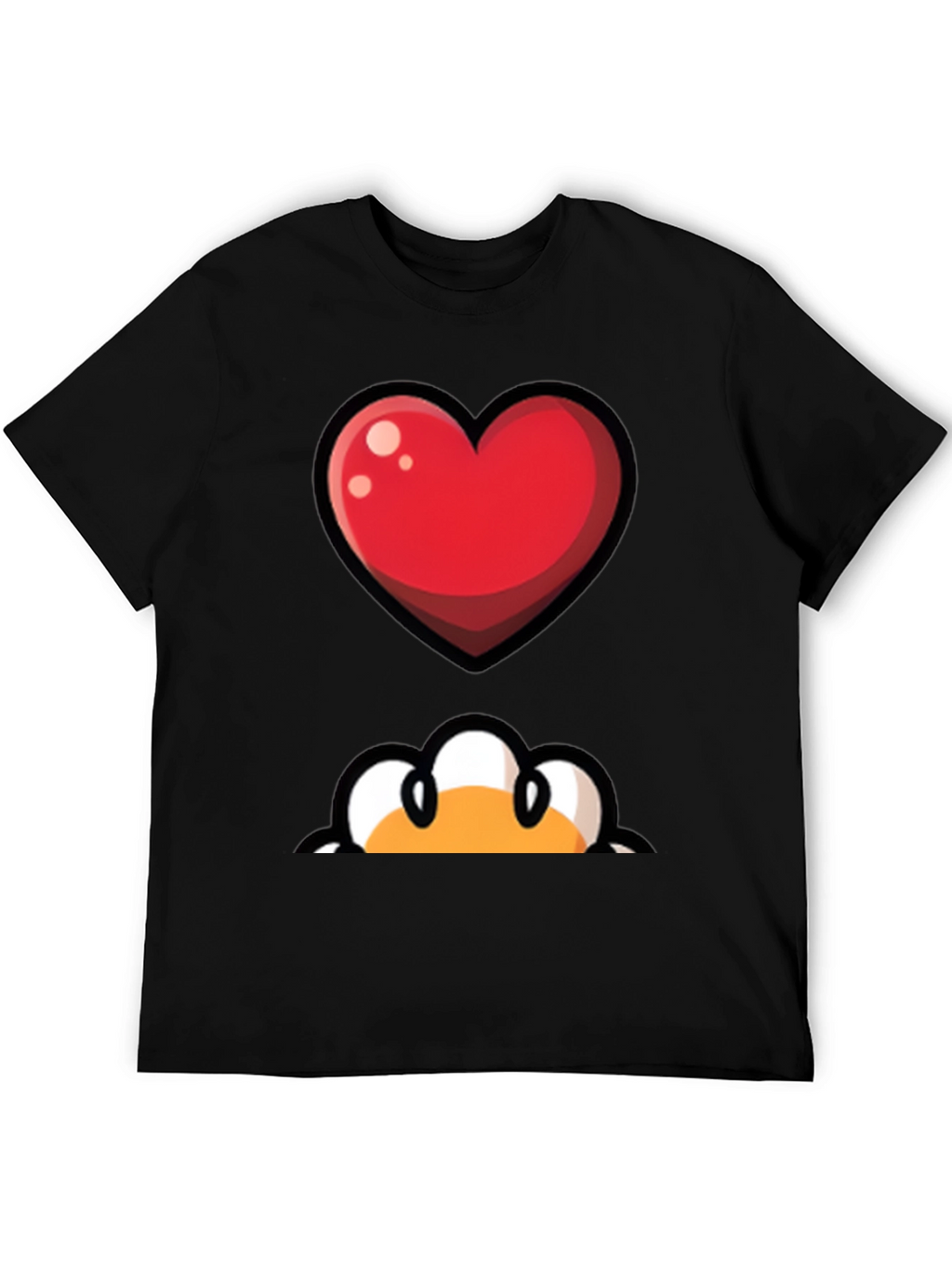 Heart & Peek-a-Boo Graphic Black T-Shirt