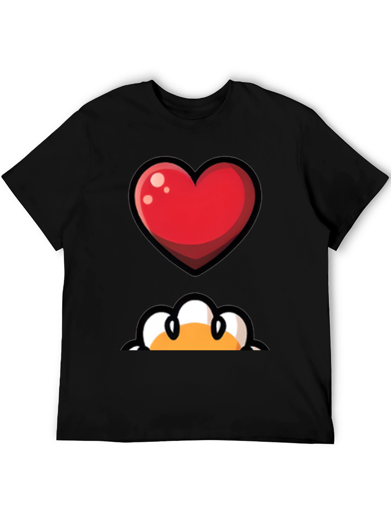 Heart & Peek-a-Boo Graphic Black T-Shirt
