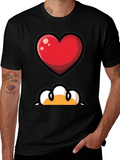 Heart & Peek-a-Boo Graphic Black T-Shirt