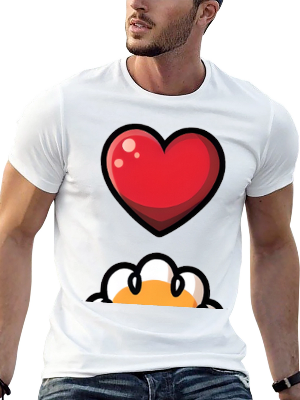 Heart & Peek-a-Boo Graphic Black T-Shirt