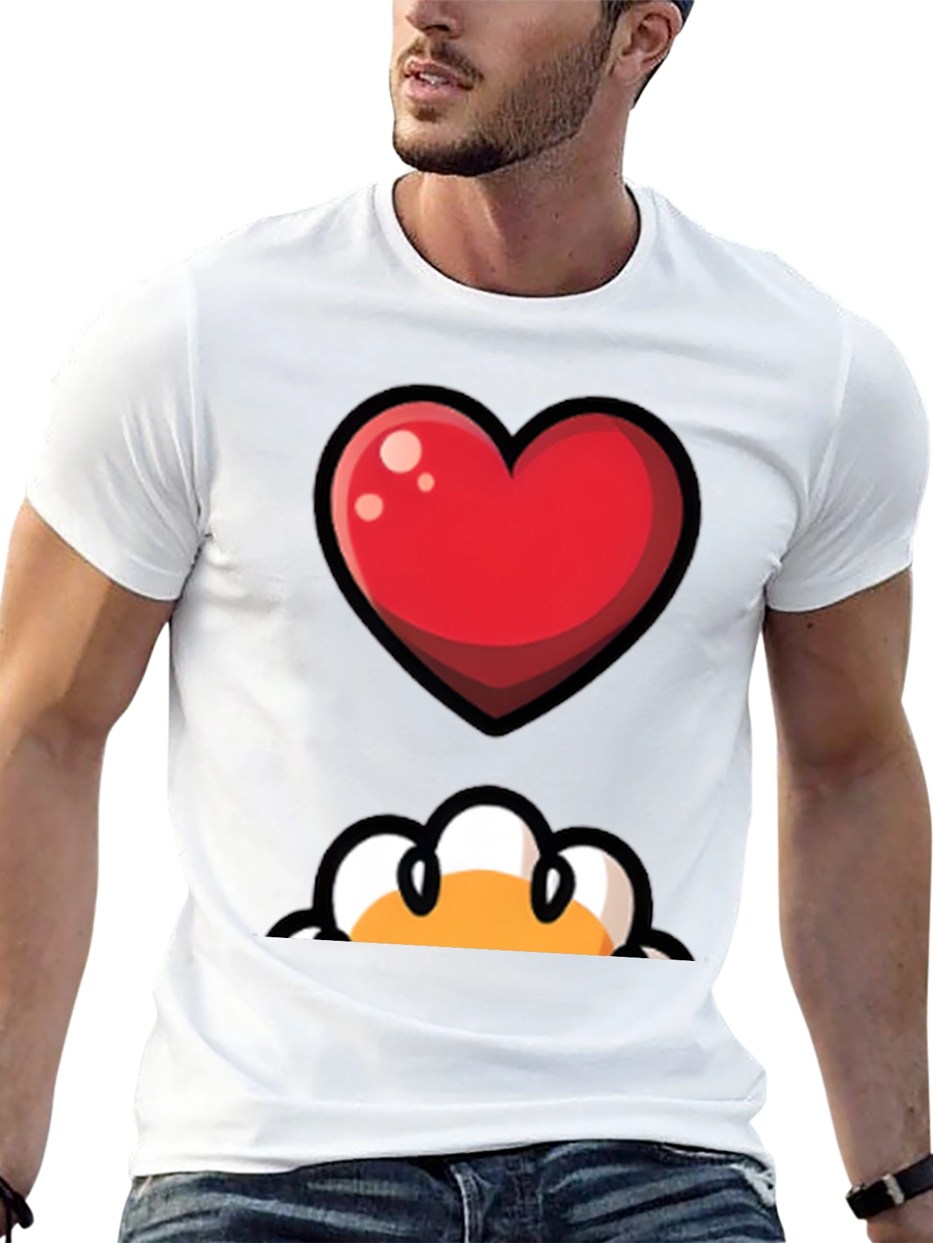 Heart & Peek-a-Boo Graphic Black T-Shirt