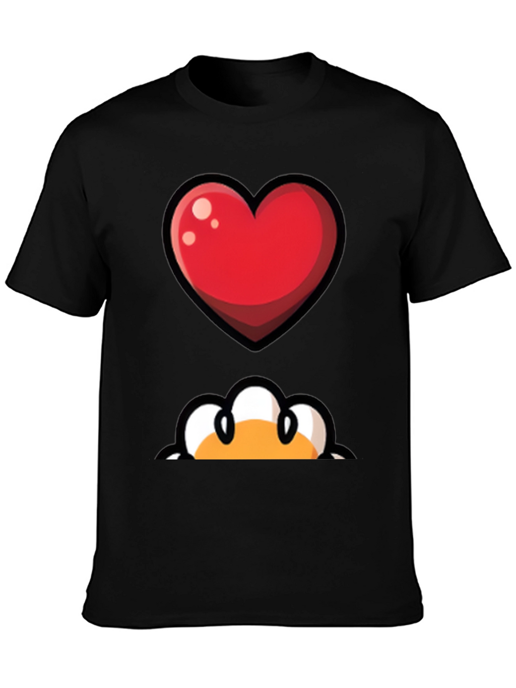Heart & Peek-a-Boo Graphic Black T-Shirt