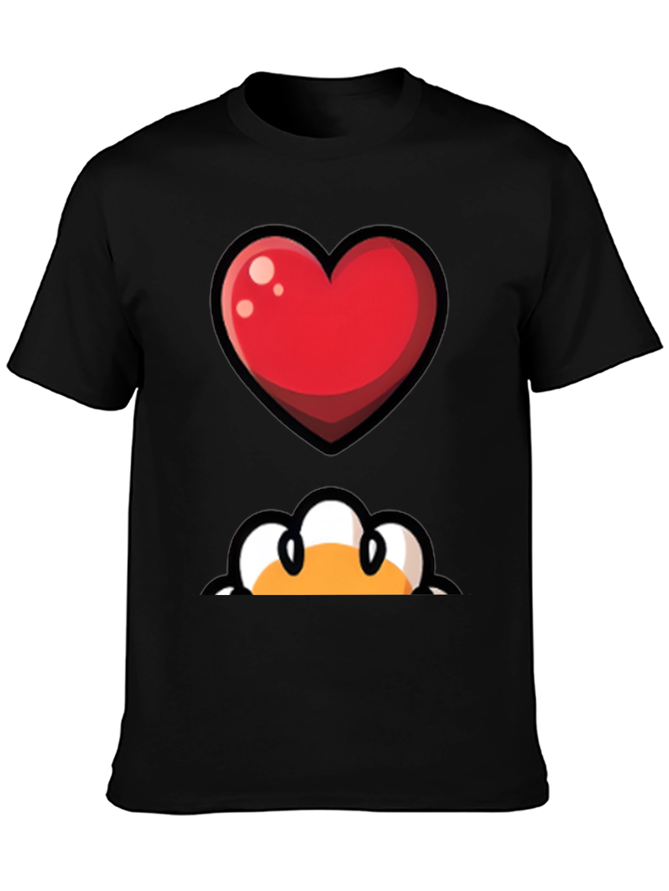 Heart & Peek-a-Boo Graphic Black T-Shirt