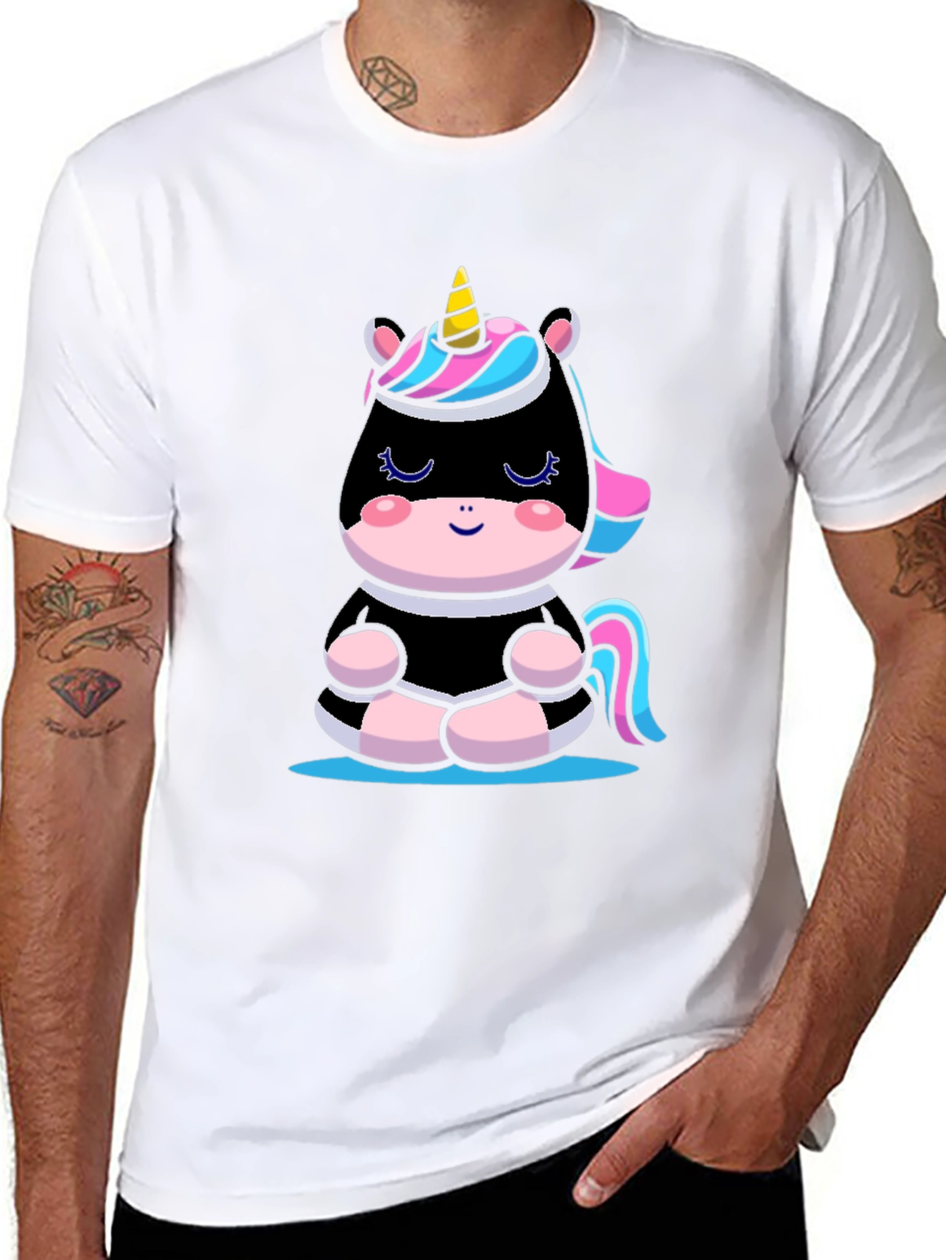 Meditating Unicorn T-Shirt - Black